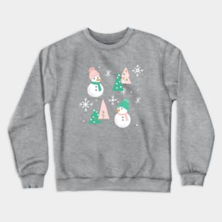 Cozy Snowmen on Mint Crewneck Sweatshirt